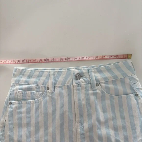 Pacsun Striped Blue and White Denim Mini Skirt - Picture 9 of 11